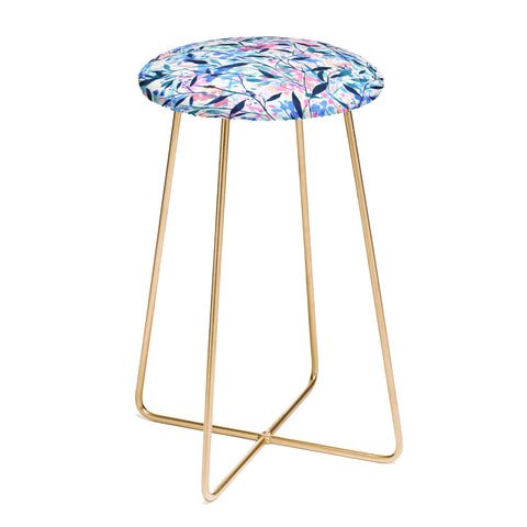 Jacqueline Maldonado Wandering Wildflowers Blue Counter Stool