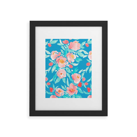 Jacqueline Maldonado Watercolor Floral Dot Aqua Framed Art Print
