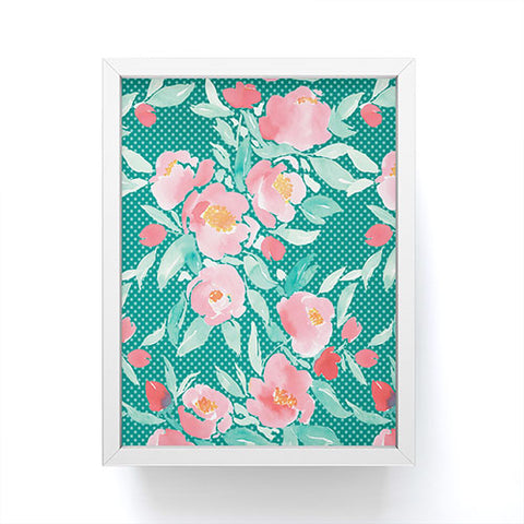 Jacqueline Maldonado Watercolor Floral Dot Mint Green Framed Mini Art Print