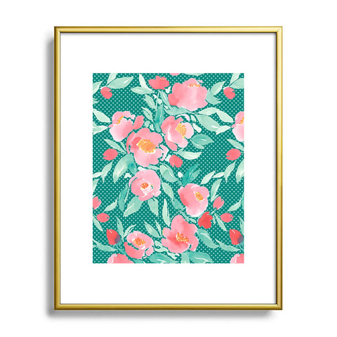 Jacqueline Maldonado Watercolor Floral Dot Mint Green Metal Framed Art Print