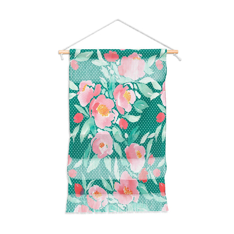 Jacqueline Maldonado Watercolor Floral Dot Mint Green Wall Hanging Portrait