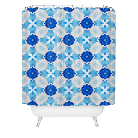 Jacqueline Maldonado Watercolor Geometry Blue Shower Curtain