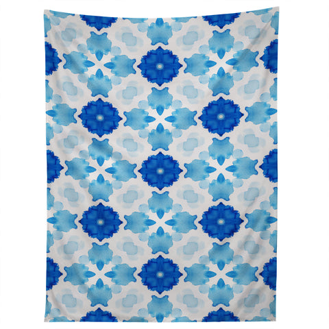 Jacqueline Maldonado Watercolor Geometry Blue Tapestry