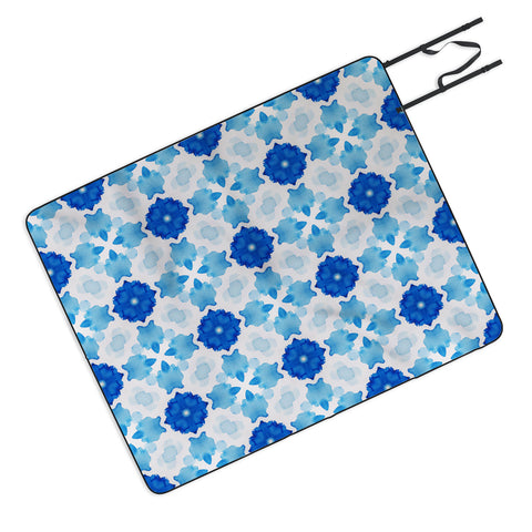 Jacqueline Maldonado Watercolor Geometry Blue Picnic Blanket