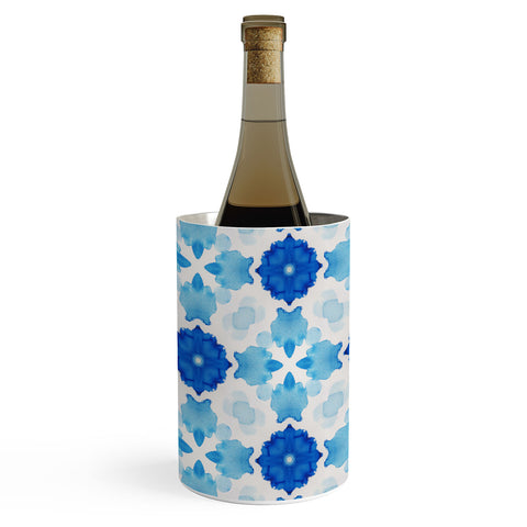 Jacqueline Maldonado Watercolor Geometry Blue Wine Chiller
