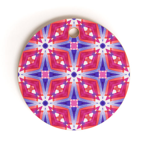 Jacqueline Maldonado Watercolor Geometry Mod Pink Cutting Board Round