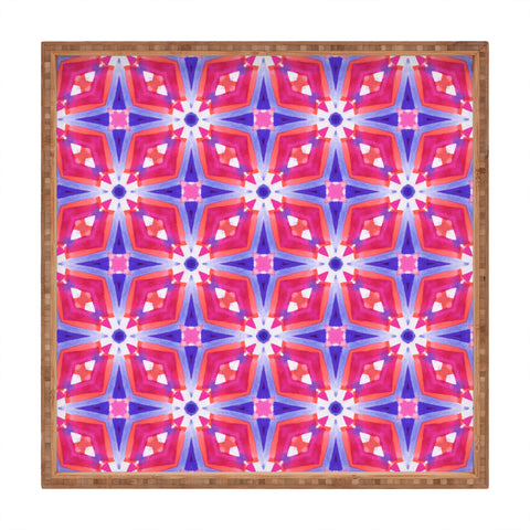 Jacqueline Maldonado Watercolor Geometry Mod Pink Square Tray