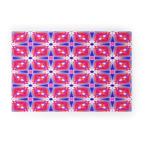 Jacqueline Maldonado Watercolor Geometry Mod Pink Welcome Mat