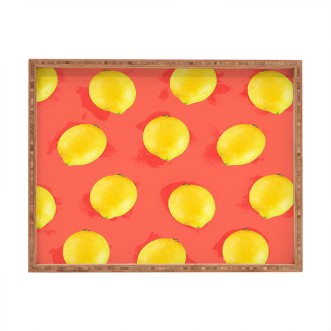 Jacqueline Maldonado Watercolor Lemons Rectangular Tray