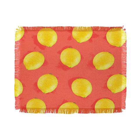 Jacqueline Maldonado Watercolor Lemons Throw Blanket