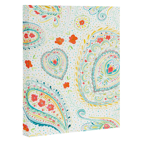 Jacqueline Maldonado Watercolor Paisley Teal Art Canvas