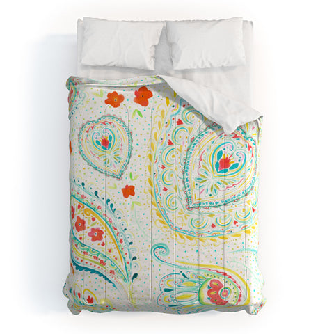 Jacqueline Maldonado Watercolor Paisley Teal Comforter