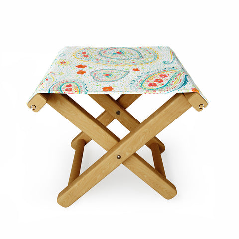 Jacqueline Maldonado Watercolor Paisley Teal Folding Stool
