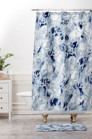 Jacqueline Maldonado Watercolor Papercut Blue Shower Curtain And Mat