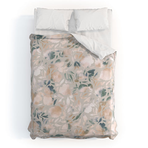 Jacqueline Maldonado Watercolor Papercut Gray Duvet Cover
