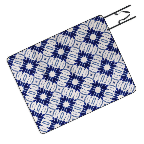 Jacqueline Maldonado Watercolor Shibori Blue Picnic Blanket