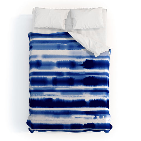 Jacqueline Maldonado Watercolor Stripes Cobalt Duvet Cover