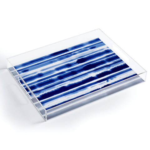 Jacqueline Maldonado Watercolor Stripes Cobalt Acrylic Tray