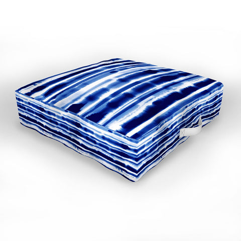 Jacqueline Maldonado Watercolor Stripes Cobalt Outdoor Floor Cushion