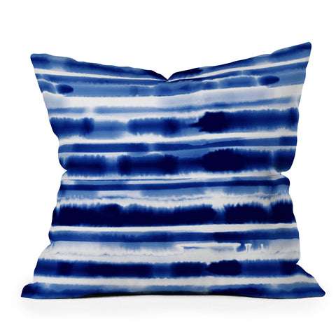 Jacqueline Maldonado Watercolor Stripes Cobalt Throw Pillow