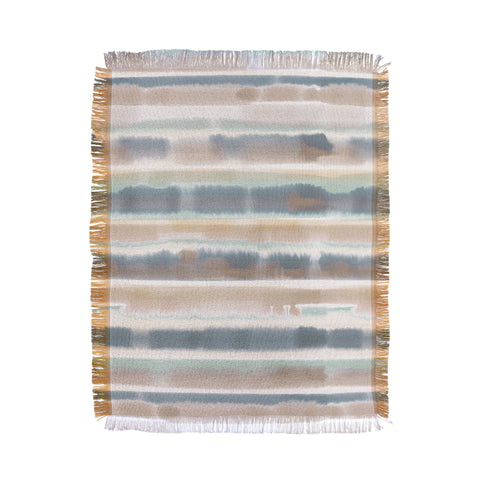 Jacqueline Maldonado Watercolor Stripes Earthy Throw Blanket