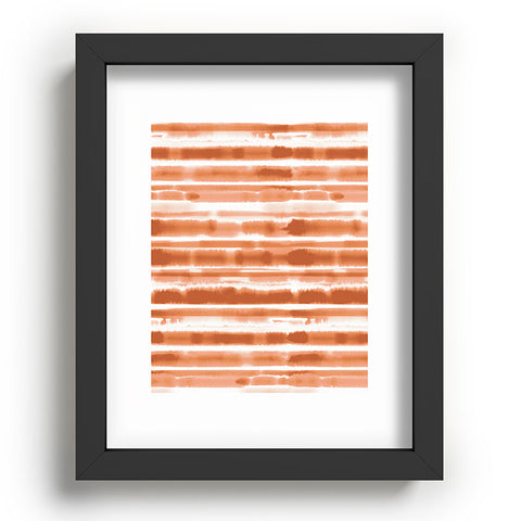Jacqueline Maldonado Watercolor Stripes Orange Recessed Framing Rectangle