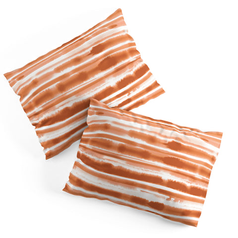 Jacqueline Maldonado Watercolor Stripes Orange Pillow Shams
