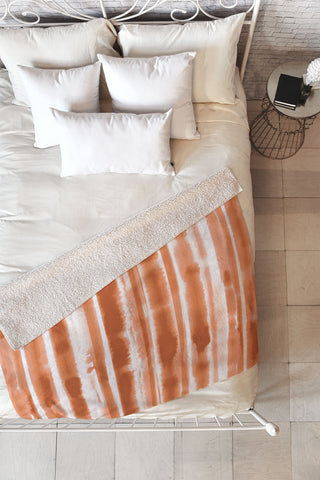 Jacqueline Maldonado Watercolor Stripes Orange Fleece Throw Blanket