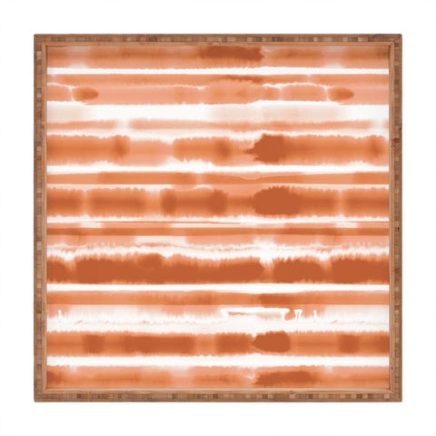Jacqueline Maldonado Watercolor Stripes Orange Square Tray