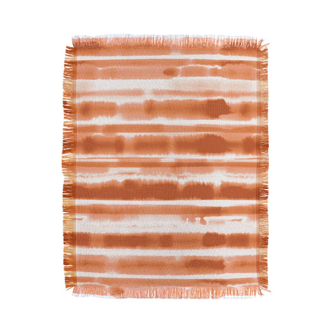 Jacqueline Maldonado Watercolor Stripes Orange Throw Blanket