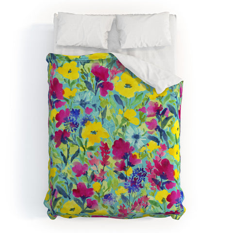 Jacqueline Maldonado Wild Garden Aqua Duvet Cover