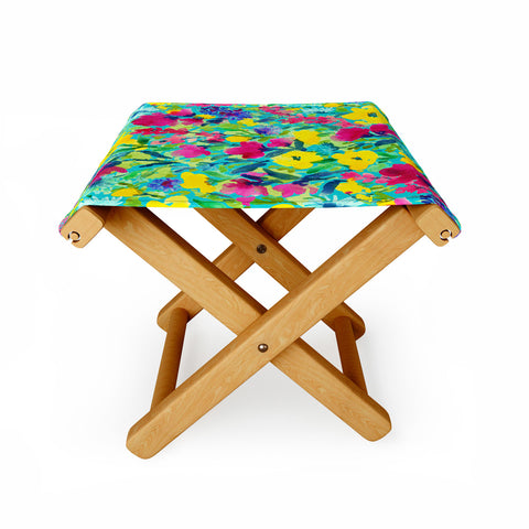 Jacqueline Maldonado Wild Garden Aqua Folding Stool
