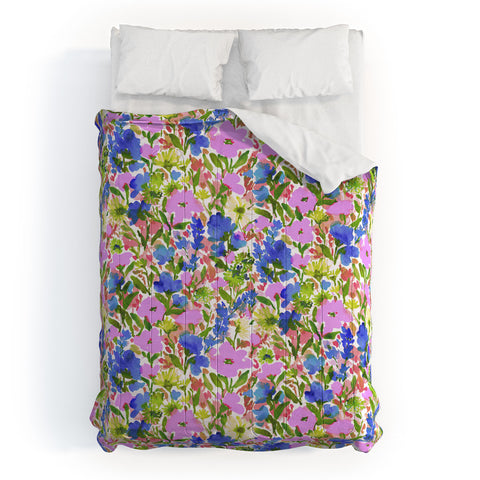 Jacqueline Maldonado Wild Garden Pink Green Blue Comforter