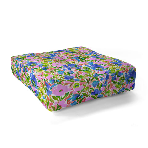 Jacqueline Maldonado Wild Garden Pink Green Blue Floor Pillow Square