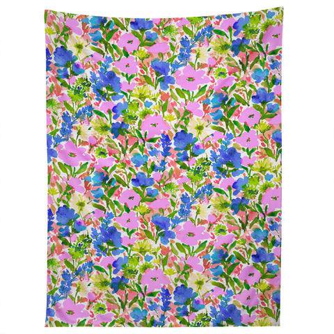 Jacqueline Maldonado Wild Garden Pink Green Blue Tapestry
