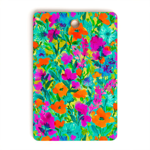 Jacqueline Maldonado Wild Garden Teal Cutting Board Rectangle