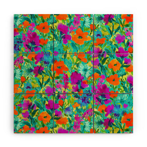 Jacqueline Maldonado Wild Garden Teal Wood Wall Mural