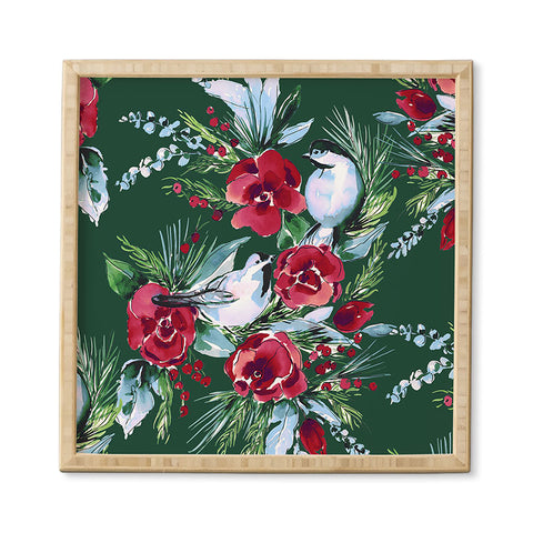 Jacqueline Maldonado Winter Birds Dark Green Framed Wall Art