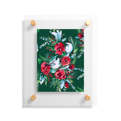 Jacqueline Maldonado Winter Birds Dark Green Floating Acrylic Print