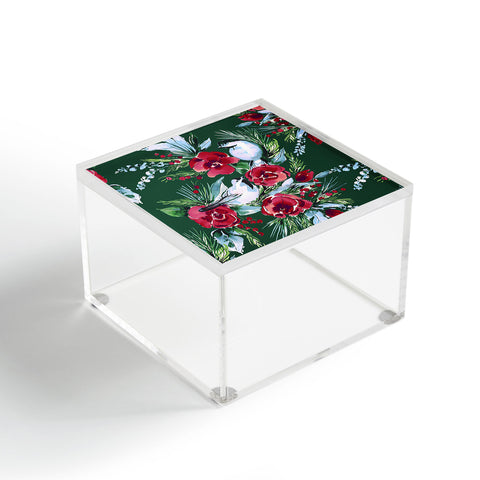 Jacqueline Maldonado Winter Birds Dark Green Acrylic Box