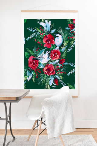 Jacqueline Maldonado Winter Birds Dark Green Art Print And Hanger