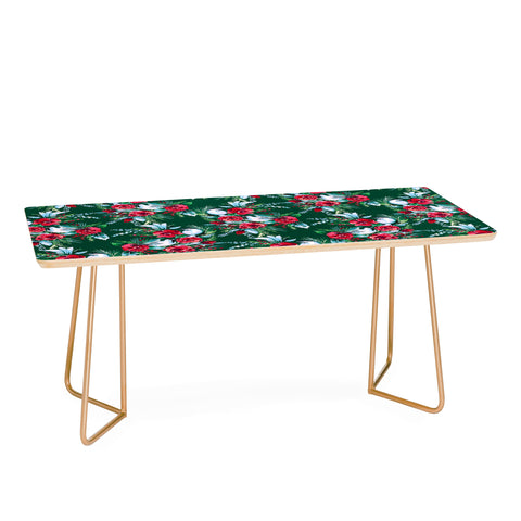 Jacqueline Maldonado Winter Birds Dark Green Coffee Table