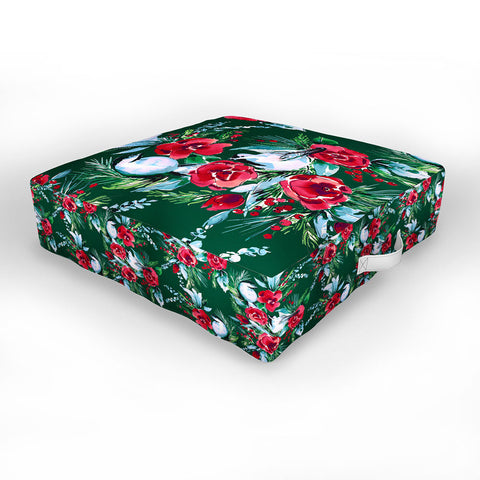 Jacqueline Maldonado Winter Birds Dark Green Outdoor Floor Cushion