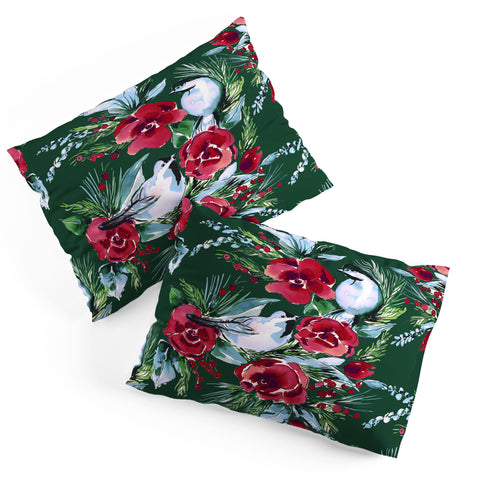 Jacqueline Maldonado Winter Birds Dark Green Pillow Shams