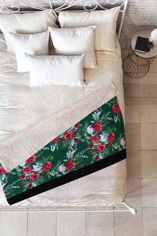 Jacqueline Maldonado Winter Birds Dark Green Fleece Throw Blanket