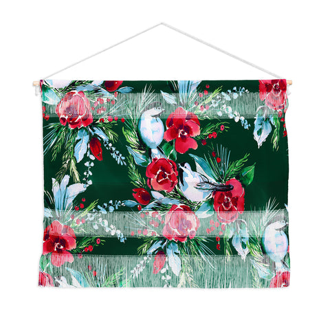 Jacqueline Maldonado Winter Birds Dark Green Wall Hanging Landscape