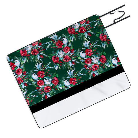 Jacqueline Maldonado Winter Birds Dark Green Picnic Blanket