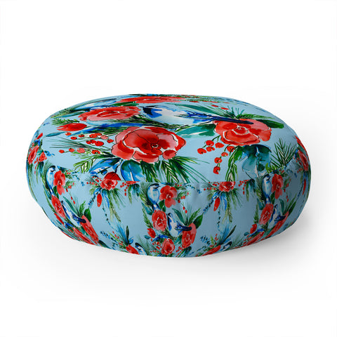 Jacqueline Maldonado Winter Birds Light Blue Floor Pillow Round