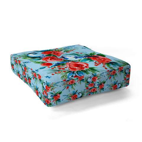 Jacqueline Maldonado Winter Birds Light Blue Floor Pillow Square