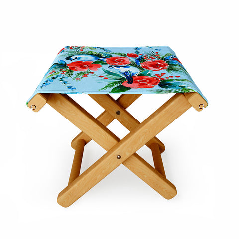 Jacqueline Maldonado Winter Birds Light Blue Folding Stool